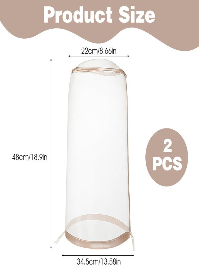 Aeaocvo 2 Pcs Wig Storage Bags, Adjustable Wig Covers with Drawstring, Portable Travel Wigs Storage Bag, Stand Dust Covers for Home Travel Salon (Beige) - Image 2